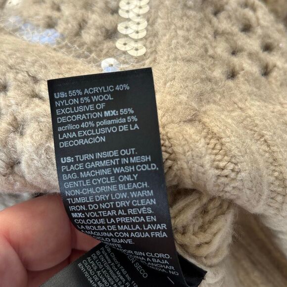 NWT WHBM white house black market cable knit embellished sweater M - Picture 10 of 14